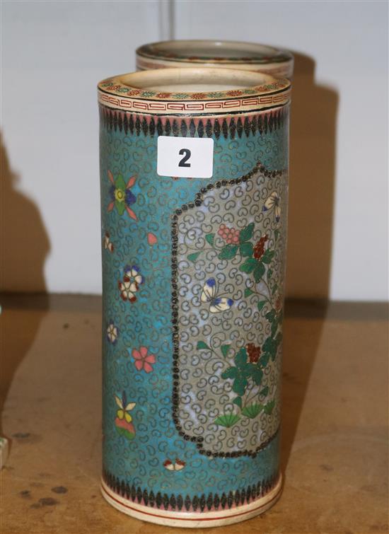 Pair of pottery cloisonne vases